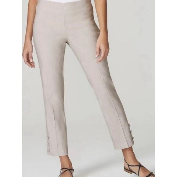 J JILL Stretch Trouser Crop Pants Linen Viscose L Tall Gray Career Minimalist - Picture 1 of 11